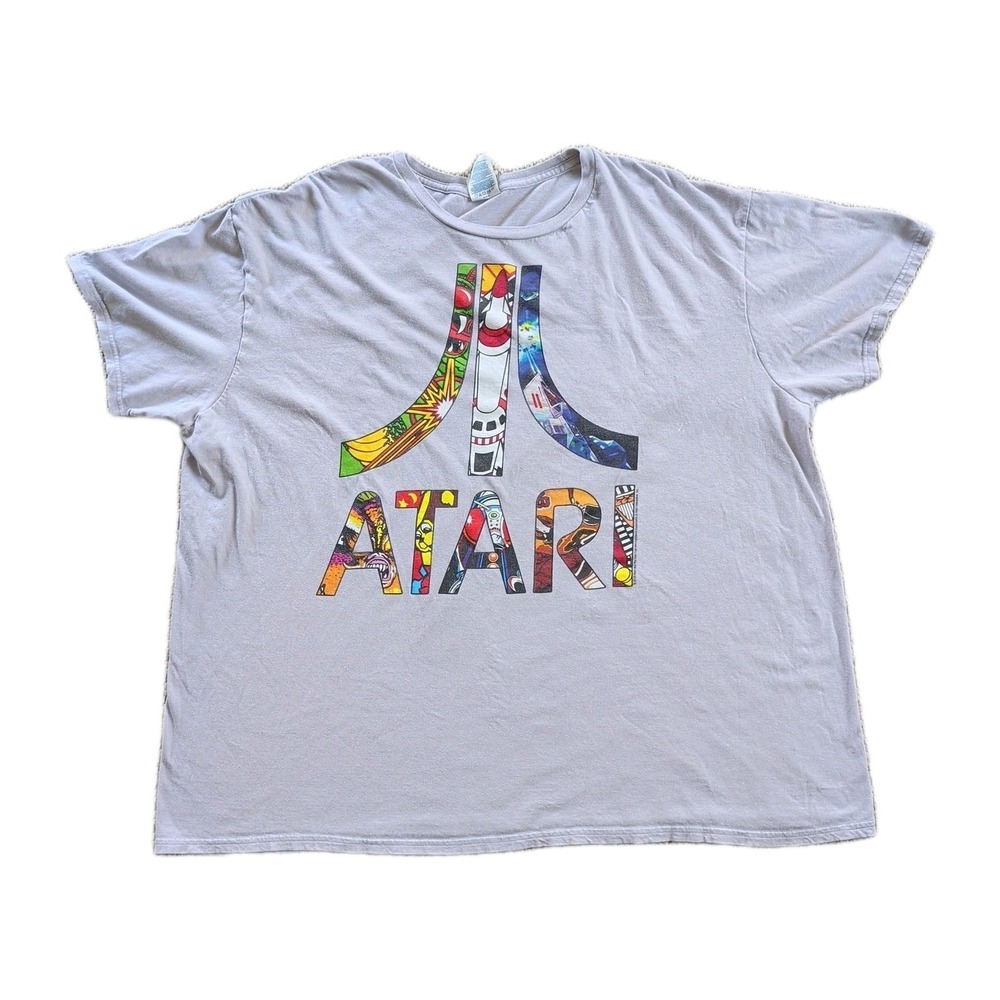Atari Inset Art XXL Adult T-Shirt - Silver/Gray - Delta Ringspun 100% Cotton